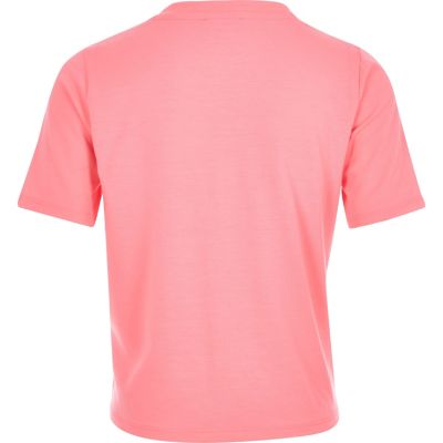 Girls pink lace insert t-shirt